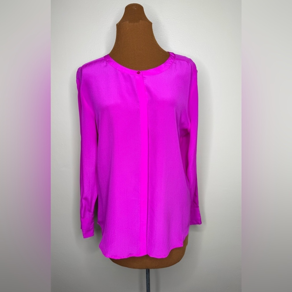 W118 by Walter Baker Hot Pink All Silk Blouse Long Sleeve Size Medium